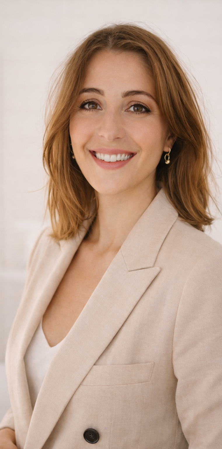 selbstbewusste glückliche Frau auf einem Bergfelsen mit Aussicht